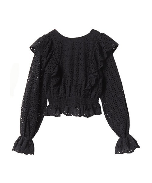 EIMY ISTOIRE(エイミーイストワール)の「コットンレースフリルトップス(シャツ/ブラウス・レディース・ホワイト/ブラック/ベージュ・FREE)」の6枚目の写真