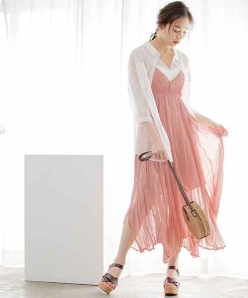 Heather(ヘザー)の「バッククロスワッシャーキャミワンピース 892421(ワンピース・レディース・ホワイト系その他/グレー系その他/ピンク系その他・FREE)」の7枚目の写真