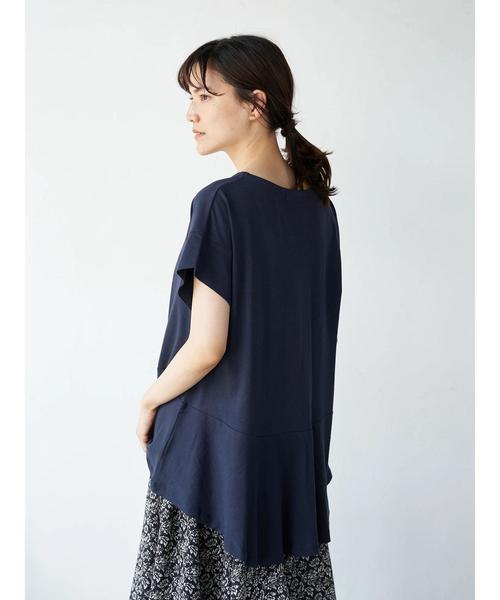 AMERICAN HOLIC(アメリカンホリック)の「裾イレヘム切り替えカットプルオーバー *(Tシャツ/カットソー・レディース・キャメル/ネイビー/オフホワイト/アイボリー/チャコールグレー・M/L)」の4枚目の写真