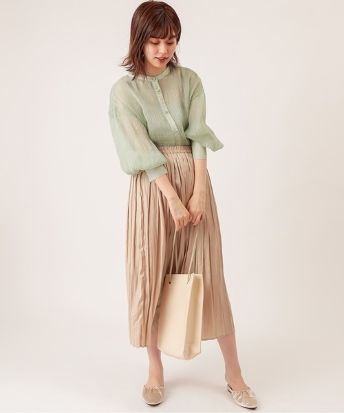 natural couture(ナチュラルクチュール)の「【WEB限定】マジョリカプリーツシアーシャツ(シャツ/ブラウス・レディース・オフホワイト/サックスブルー/ピンク/ミント/モカ・FREE)」の12枚目の写真