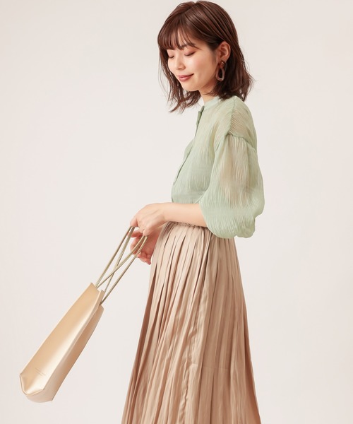 natural couture(ナチュラルクチュール)の「【WEB限定】マジョリカプリーツシアーシャツ(シャツ/ブラウス・レディース・オフホワイト/サックスブルー/ピンク/ミント/モカ・FREE)」の14枚目の写真