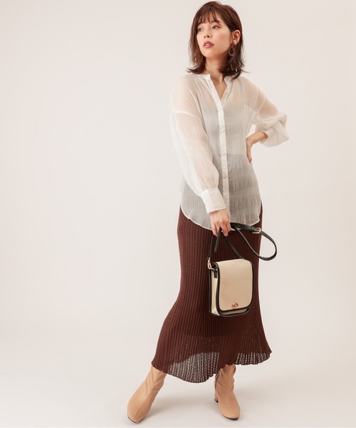 natural couture(ナチュラルクチュール)の「【WEB限定】マジョリカプリーツシアーシャツ(シャツ/ブラウス・レディース・オフホワイト/サックスブルー/ピンク/ミント/モカ・FREE)」の6枚目の写真