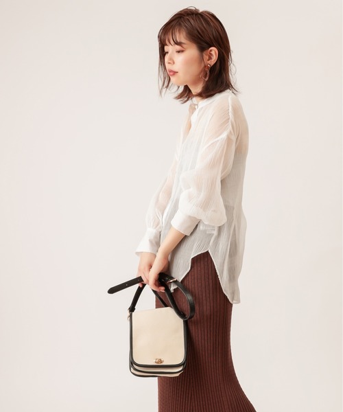 natural couture(ナチュラルクチュール)の「【WEB限定】マジョリカプリーツシアーシャツ(シャツ/ブラウス・レディース・オフホワイト/サックスブルー/ピンク/ミント/モカ・FREE)」の8枚目の写真