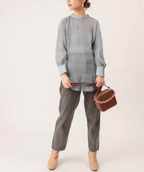 natural couture(ナチュラルクチュール)の「【WEB限定】マジョリカプリーツシアーシャツ(シャツ/ブラウス・レディース・オフホワイト/サックスブルー/ピンク/ミント/モカ・FREE)」の15枚目の写真