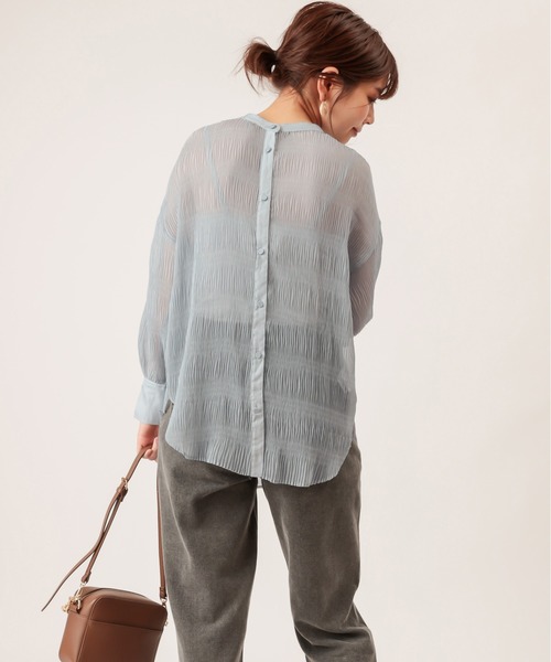 natural couture(ナチュラルクチュール)の「【WEB限定】マジョリカプリーツシアーシャツ(シャツ/ブラウス・レディース・オフホワイト/サックスブルー/ピンク/ミント/モカ・FREE)」の16枚目の写真