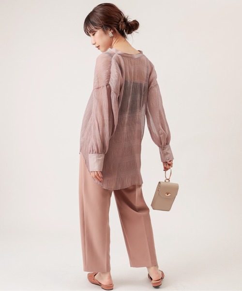 natural couture(ナチュラルクチュール)の「【WEB限定】マジョリカプリーツシアーシャツ(シャツ/ブラウス・レディース・オフホワイト/サックスブルー/ピンク/ミント/モカ・FREE)」の18枚目の写真