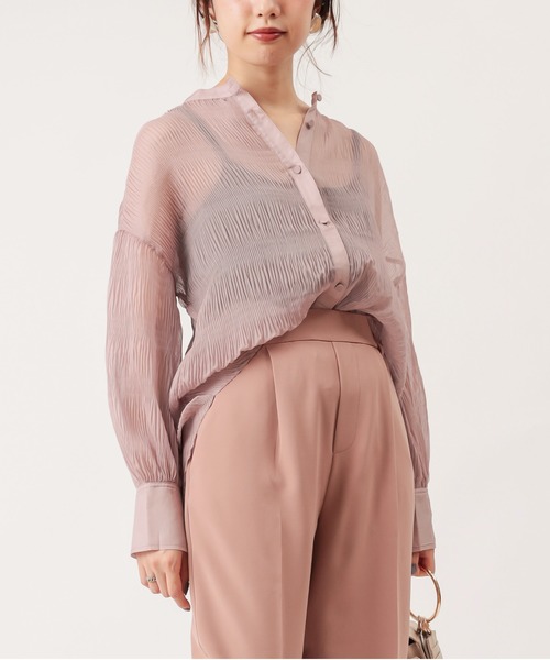 natural couture(ナチュラルクチュール)の「【WEB限定】マジョリカプリーツシアーシャツ(シャツ/ブラウス・レディース・オフホワイト/サックスブルー/ピンク/ミント/モカ・FREE)」の20枚目の写真