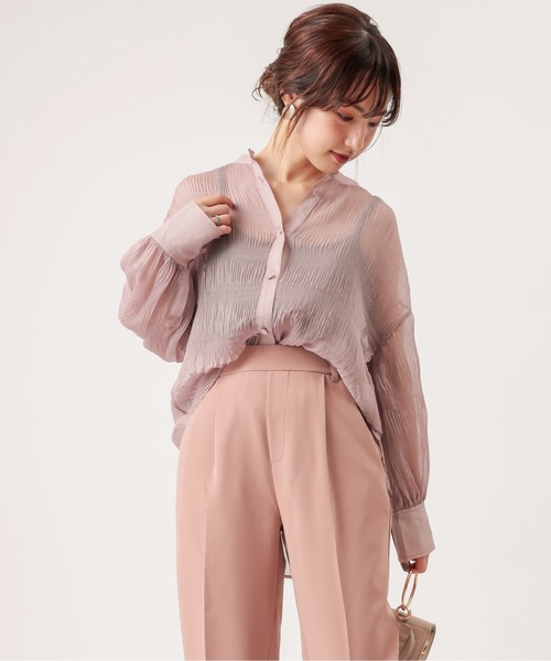 natural couture(ナチュラルクチュール)の「【WEB限定】マジョリカプリーツシアーシャツ(シャツ/ブラウス・レディース・オフホワイト/サックスブルー/ピンク/ミント/モカ・FREE)」の19枚目の写真