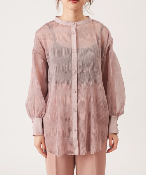 natural couture(ナチュラルクチュール)の「【WEB限定】マジョリカプリーツシアーシャツ(シャツ/ブラウス・レディース・オフホワイト/サックスブルー/ピンク/ミント/モカ・FREE)」の21枚目の写真