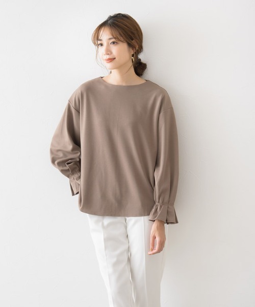 Pierrot(ピエロ)の「ポンチキャンディスリーブトップス(Tシャツ/カットソー・レディース・ブラック/モカ/グレイッシュベージュ・M/L)」の4枚目の写真