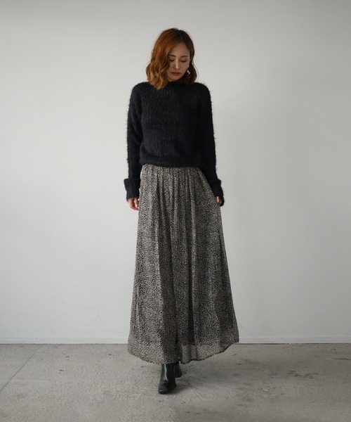 My shawty（ﾏｲｼｬｳﾃｨｰ）の「chiffon leopard long skirt（スカート・レディース・ブラック/ベージュ・FREE）」の2枚目の写真