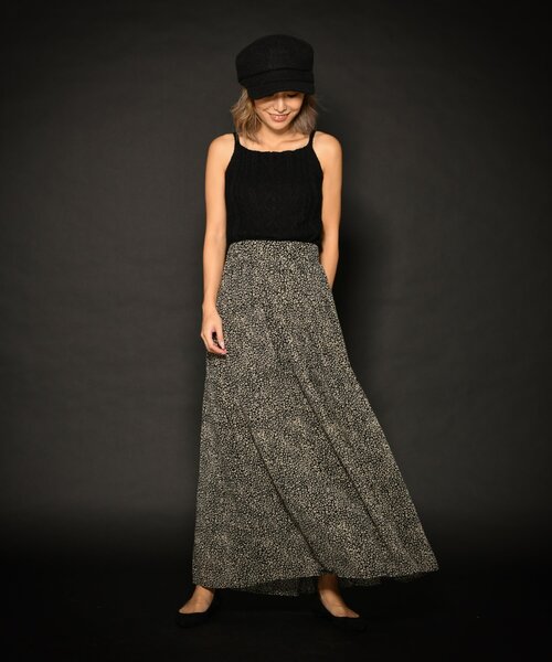 My shawty（ﾏｲｼｬｳﾃｨｰ）の「chiffon leopard long skirt（スカート・レディース・ブラック/ベージュ・FREE）」の6枚目の写真