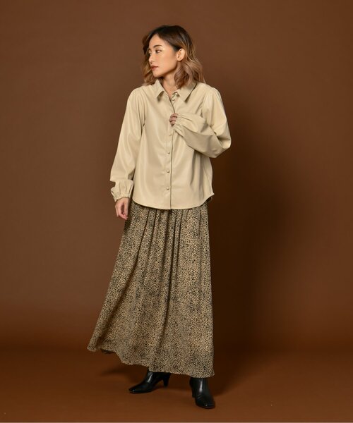 My shawty（ﾏｲｼｬｳﾃｨｰ）の「chiffon leopard long skirt（スカート・レディース・ブラック/ベージュ・FREE）」の9枚目の写真