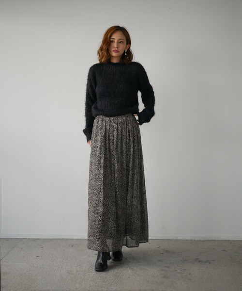 My shawty（ﾏｲｼｬｳﾃｨｰ）の「chiffon leopard long skirt（スカート・レディース・ブラック/ベージュ・FREE）」の14枚目の写真