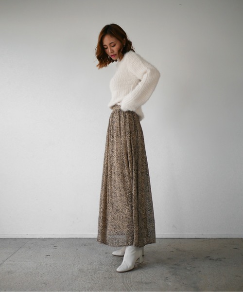 My shawty（ﾏｲｼｬｳﾃｨｰ）の「chiffon leopard long skirt（スカート・レディース・ブラック/ベージュ・FREE）」の13枚目の写真