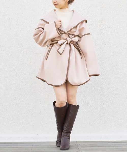 Chico（チコ）の「ライナー付き/ミディフードパイピングコート（その他  