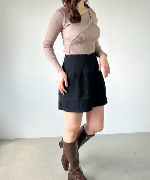 CLEA(クレア)の「クロスデザインリブニット(ニット/セーター・レディース・ホワイト/ブラック/グレイッシュベージュ/グリーン/イエロー/グレー/ライトブラウン・FREE)」の22枚目の写真