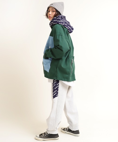 RNAラウンドテールパーカー&ルーズスウェットパンツ上下セットアップ杢