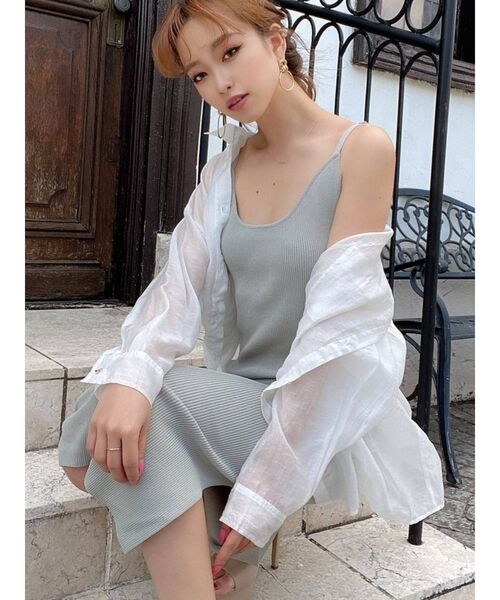 RESEXXY（リゼクシー）の「ゴールドボタンシアーシャツ（シャツ/ブラウス・レディース・モカ/ブルー/ホワイト・FREE）」の2枚目の写真