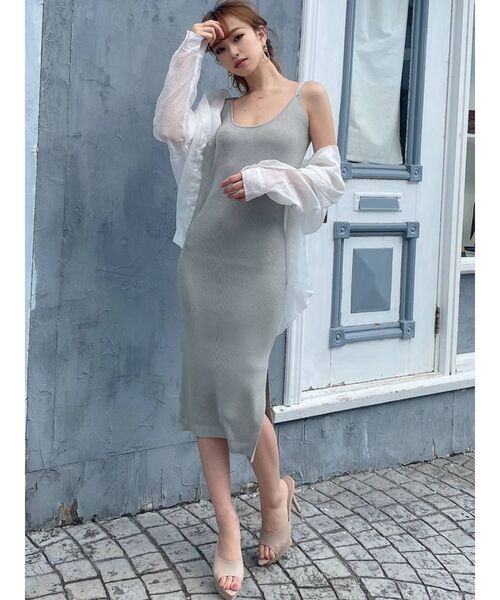 RESEXXY（リゼクシー）の「ゴールドボタンシアーシャツ（シャツ/ブラウス・レディース・モカ/ブルー/ホワイト・FREE）」の4枚目の写真