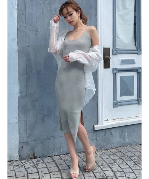 RESEXXY（リゼクシー）の「ゴールドボタンシアーシャツ（シャツ/ブラウス・レディース・モカ/ブルー/ホワイト・FREE）」の6枚目の写真