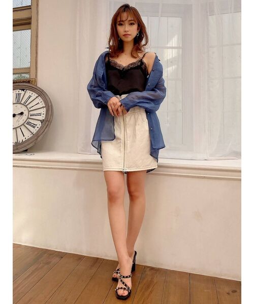 RESEXXY（リゼクシー）の「ゴールドボタンシアーシャツ（シャツ/ブラウス・レディース・モカ/ブルー/ホワイト・FREE）」の14枚目の写真