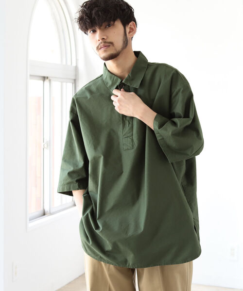 BEAMS（ビームス）の「BEAMS / ミリタリー プルオーバー イージー シャツ（シャツ/ブラウス・メンズ・オリーブ/ブルー系その他4・SMALL/MEDIUM/LARGE/X-LARGE）」の3枚目の写真