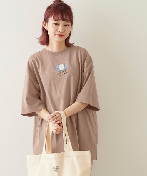 timecapsule(タイムカプセル)の「【timecapsule】「四角い思い出」プリント半袖ビッグTシャツ(Tシャツ/カットソー・レディース・ホワイト/ミント/モカ/ライトベージュ・FREE)」の2枚目の写真