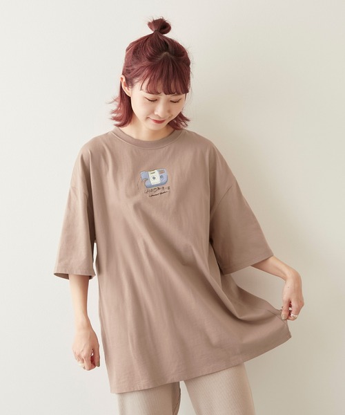 timecapsule(タイムカプセル)の「【timecapsule】「四角い思い出」プリント半袖ビッグTシャツ(Tシャツ/カットソー・レディース・ホワイト/ミント/モカ/ライトベージュ・FREE)」の10枚目の写真