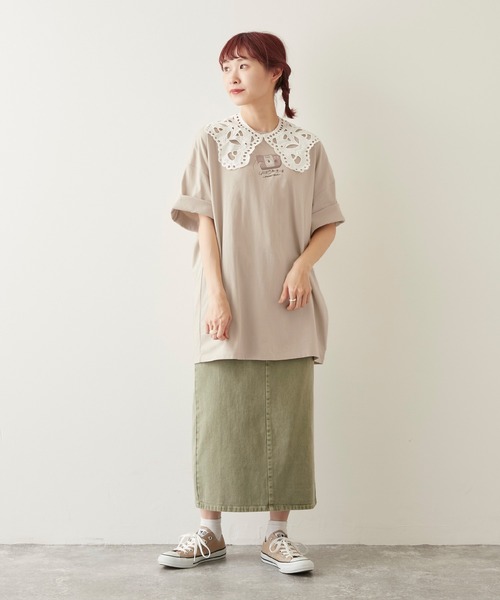 timecapsule(タイムカプセル)の「【timecapsule】「四角い思い出」プリント半袖ビッグTシャツ(Tシャツ/カットソー・レディース・ホワイト/ミント/モカ/ライトベージュ・FREE)」の11枚目の写真