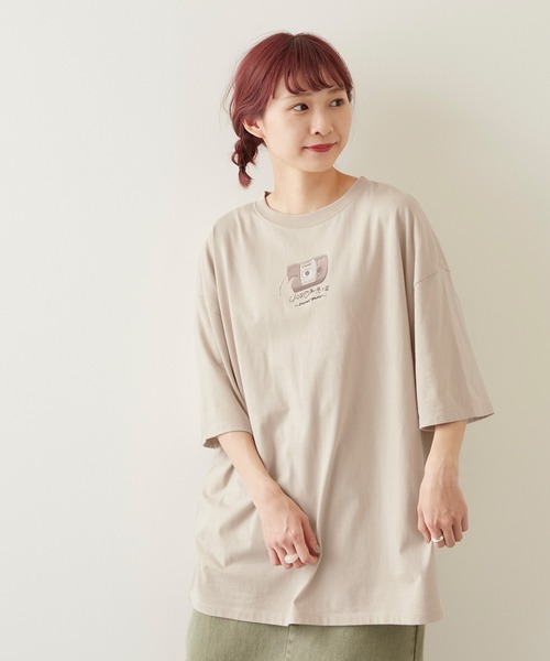 timecapsule(タイムカプセル)の「【timecapsule】「四角い思い出」プリント半袖ビッグTシャツ(Tシャツ/カットソー・レディース・ホワイト/ミント/モカ/ライトベージュ・FREE)」の17枚目の写真