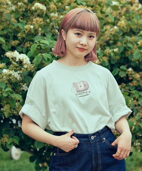 timecapsule(タイムカプセル)の「【timecapsule】「四角い思い出」プリント半袖ビッグTシャツ(Tシャツ/カットソー・レディース・ホワイト/ミント/モカ/ライトベージュ・FREE)」の6枚目の写真