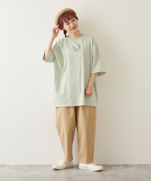 timecapsule(タイムカプセル)の「【timecapsule】「四角い思い出」プリント半袖ビッグTシャツ(Tシャツ/カットソー・レディース・ホワイト/ミント/モカ/ライトベージュ・FREE)」の21枚目の写真