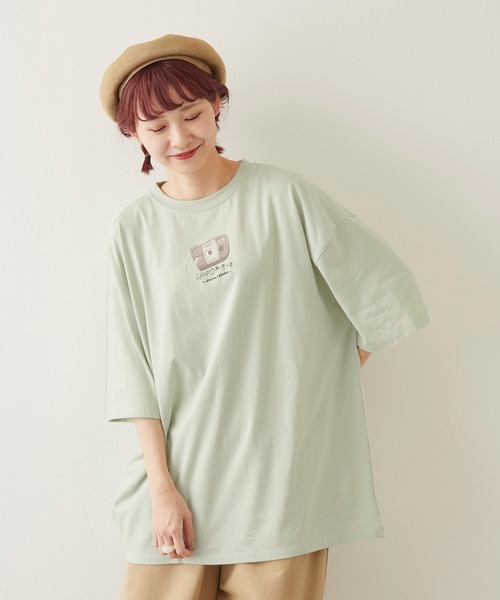 timecapsule(タイムカプセル)の「【timecapsule】「四角い思い出」プリント半袖ビッグTシャツ(Tシャツ/カットソー・レディース・ホワイト/ミント/モカ/ライトベージュ・FREE)」の9枚目の写真