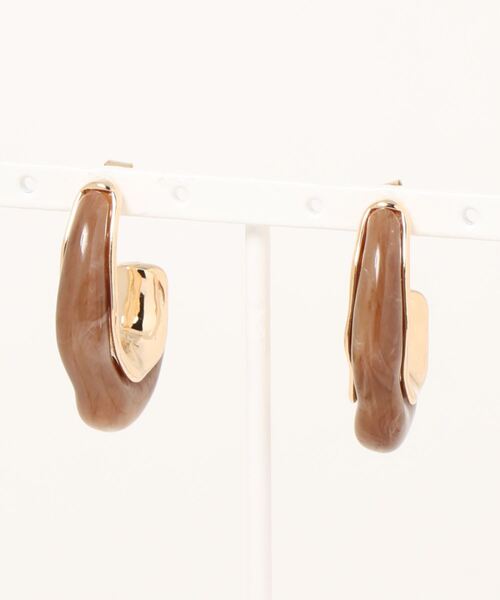 Shirmie(シェルミー)の「【Shirmie】ストーンモチーフサークルピアス(ピアス(両耳用)・レディース・グレー系その他/ブラウン系その他/クリア/ブラウン/ピンク/ホワイト系その他/アイボリー/グレー/ワイン/ブラック/マスタード・FREE)」の1枚目の写真