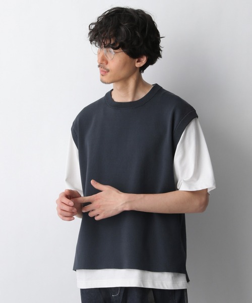 GLOBAL WORK（グローバルワーク）の「抗菌リネン混ニットベスト/940044（ベスト・メンズ・ダークグレー/ホワイト・MEDIUM/LARGE）」の2枚目の写真