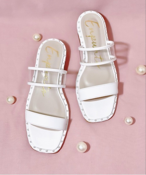 En Punto（エンプント）の「パールフラットサンダル（サンダル・レディース・ホワイト系9/ピンク系9/ブラック系8・M/LL/L/S）」の2枚目の写真