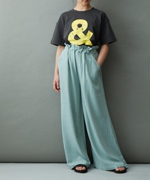 ＆yam | リネンレーヨン ウエストフリルフレアワイドパンツ/スカーチョ(その他パンツ)