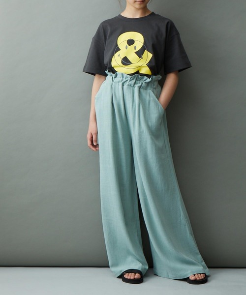 ＆yam（アンドヤム）の「リネンレーヨン ウエストフリルフレアワイドパンツ/スカーチョ（その他パンツ・キッズ・グリーン/オレンジ/ブラウン/ブルー/ベージュ・110-120cm/120-130cm/130-140cm/150-160cm/140-150cm）」の4枚目の写真