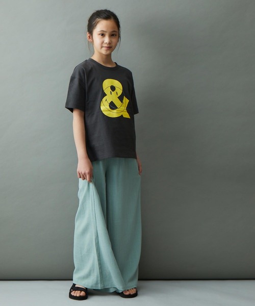 ＆yam（アンドヤム）の「リネンレーヨン ウエストフリルフレアワイドパンツ/スカーチョ（その他パンツ・キッズ・グリーン/オレンジ/ブラウン/ブルー/ベージュ・110-120cm/120-130cm/130-140cm/150-160cm/140-150cm）」の15枚目の写真