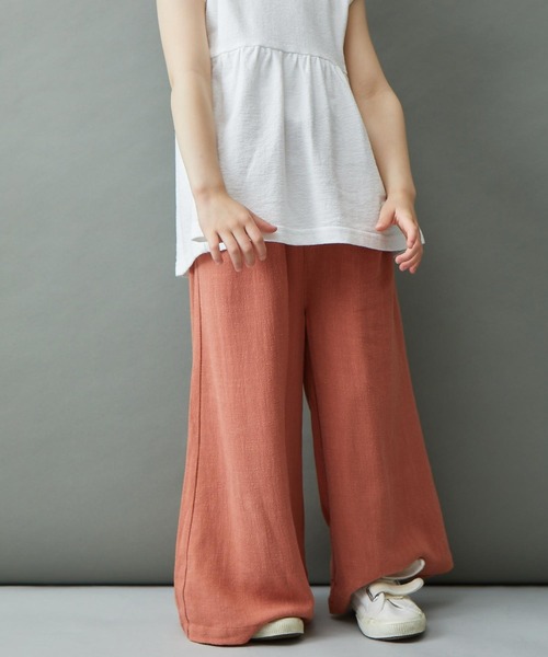＆yam（アンドヤム）の「リネンレーヨン ウエストフリルフレアワイドパンツ/スカーチョ（その他パンツ・キッズ・グリーン/オレンジ/ブラウン/ブルー/ベージュ・110-120cm/120-130cm/130-140cm/150-160cm/140-150cm）」の20枚目の写真