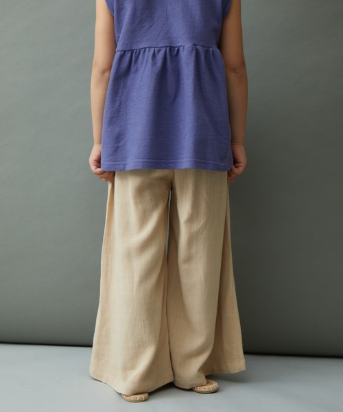 ＆yam（アンドヤム）の「リネンレーヨン ウエストフリルフレアワイドパンツ/スカーチョ（その他パンツ・キッズ・グリーン/オレンジ/ブラウン/ブルー/ベージュ・110-120cm/120-130cm/130-140cm/150-160cm/140-150cm）」の9枚目の写真