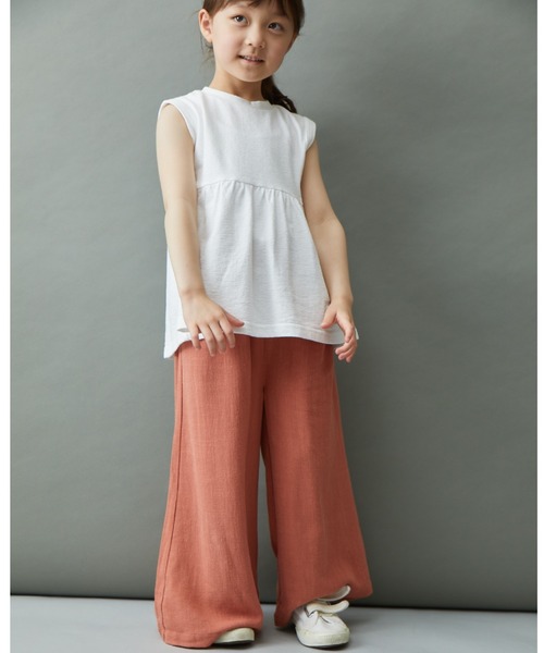 ＆yam（アンドヤム）の「リネンレーヨン ウエストフリルフレアワイドパンツ/スカーチョ（その他パンツ・キッズ・グリーン/オレンジ/ブラウン/ブルー/ベージュ・110-120cm/120-130cm/130-140cm/150-160cm/140-150cm）」の17枚目の写真