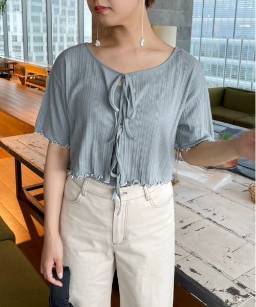 Heather(ヘザー)の「ムジガラテレコカーデキャミセット 952087(Tシャツ/カットソー・レディース・ホワイト/ブラック/オレンジ/グリーン/ホワイト系その他/ブラック系その他/ベージュ系その他・FREE)」の6枚目の写真