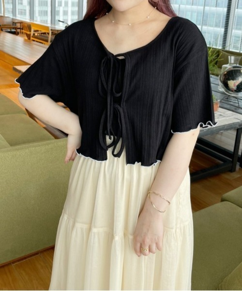 Heather(ヘザー)の「ムジガラテレコカーデキャミセット 952087(Tシャツ/カットソー・レディース・ホワイト/ブラック/オレンジ/グリーン/ホワイト系その他/ブラック系その他/ベージュ系その他・FREE)」の4枚目の写真