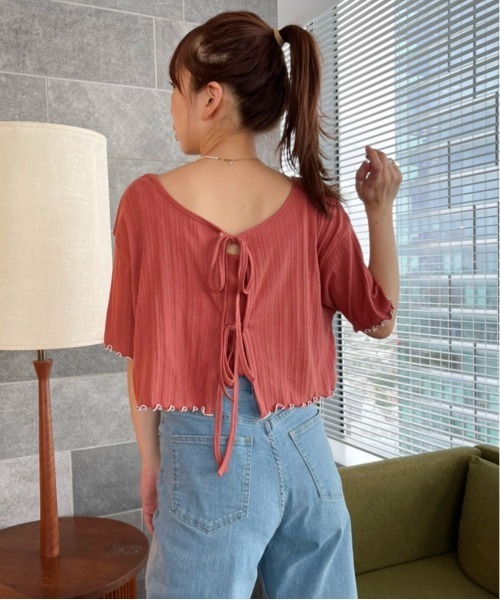 Heather(ヘザー)の「ムジガラテレコカーデキャミセット 952087(Tシャツ/カットソー・レディース・ホワイト/ブラック/オレンジ/グリーン/ホワイト系その他/ブラック系その他/ベージュ系その他・FREE)」の8枚目の写真