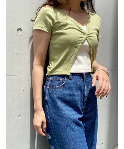 EVRIS（エヴリス）の「レイヤードショートTEE（Tシャツ/カットソー・レディース・ブラック/ピンク/グリーン・FREE）」の8枚目の写真