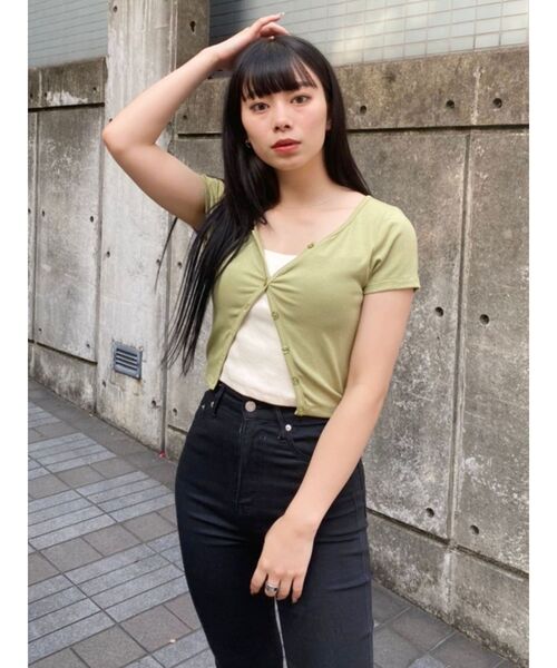 EVRIS（エヴリス）の「レイヤードショートTEE（Tシャツ/カットソー・レディース・ブラック/ピンク/グリーン・FREE）」の10枚目の写真