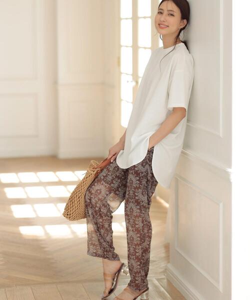 INGNI(イング)の「ラウンドヘムチュニックTシャツ(Tシャツ/カットソー・レディース・オフホワイト/ライトグリーン/スミクロ/ライトベージュ・M)」の5枚目の写真