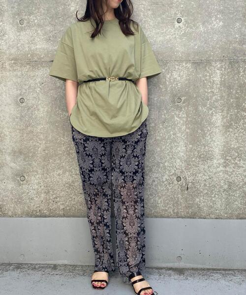 INGNI(イング)の「ラウンドヘムチュニックTシャツ(Tシャツ/カットソー・レディース・オフホワイト/ライトグリーン/スミクロ/ライトベージュ・M)」の11枚目の写真